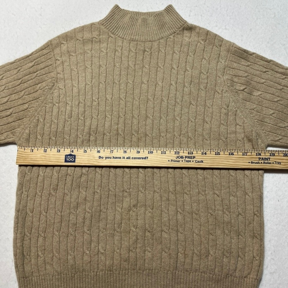 Vintage Y2K Charter Club 100% Cashmere Sweater Sz L Tan Cable Knit Minimalist - Picture 3 of 6